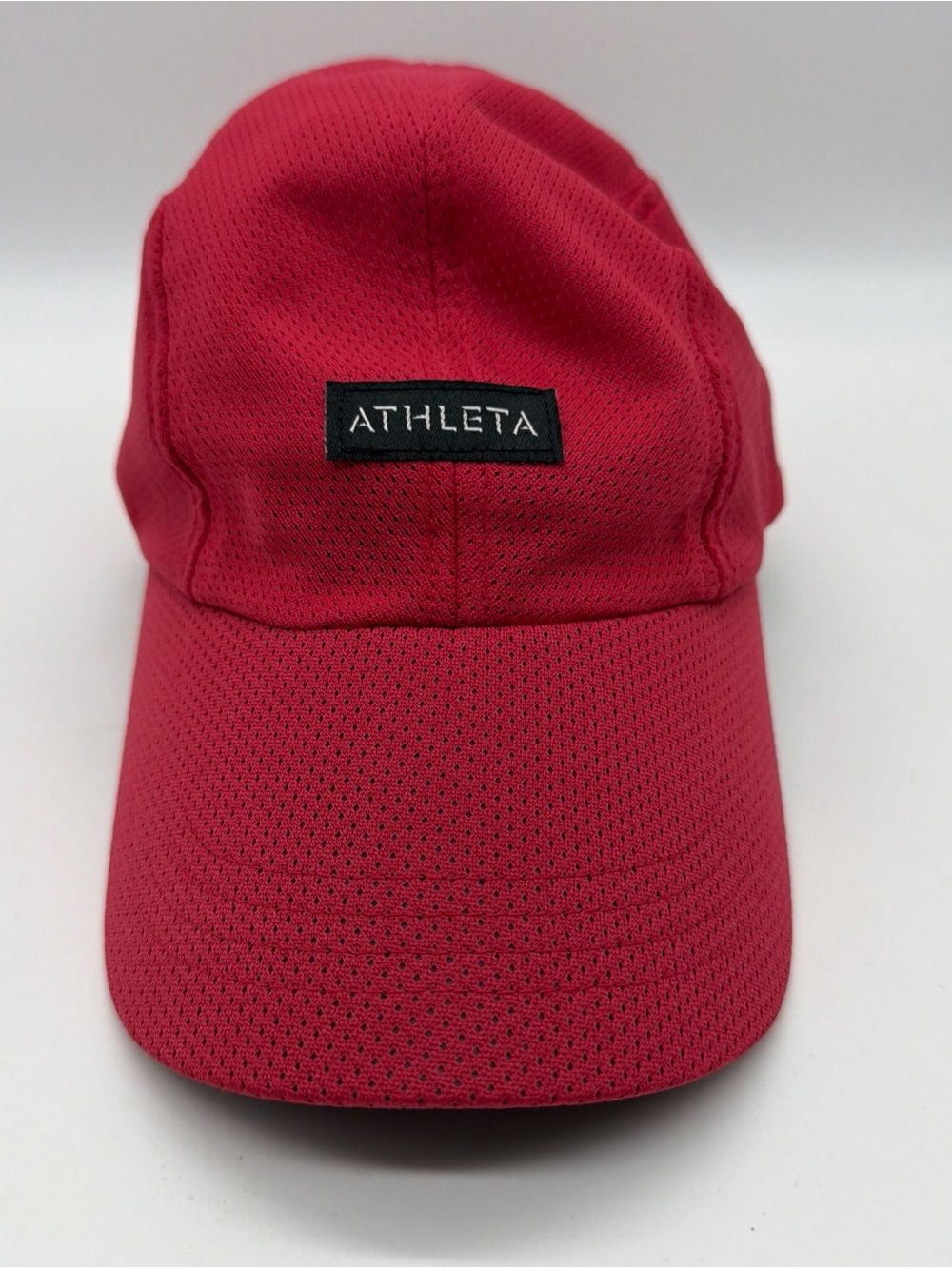 Athleta Hat Cap OSFA Red 5 Panel Ultra Light Running Cycling Adjustable Stretch